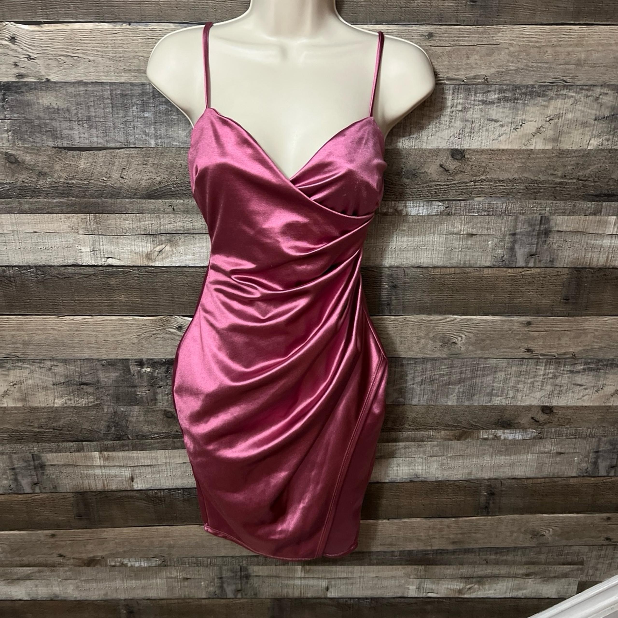 Windsor Spaghetti Strap Satin Mini Pink Dress - S