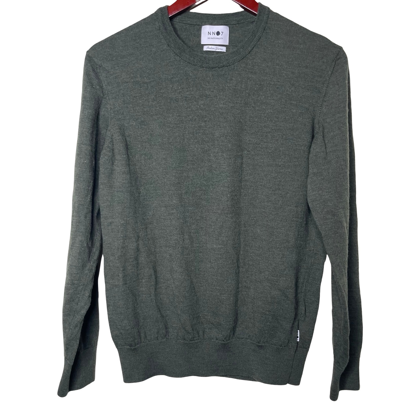 NN07 No nationality New Barca Merino Sweater green Italian yarn crewneck sz L