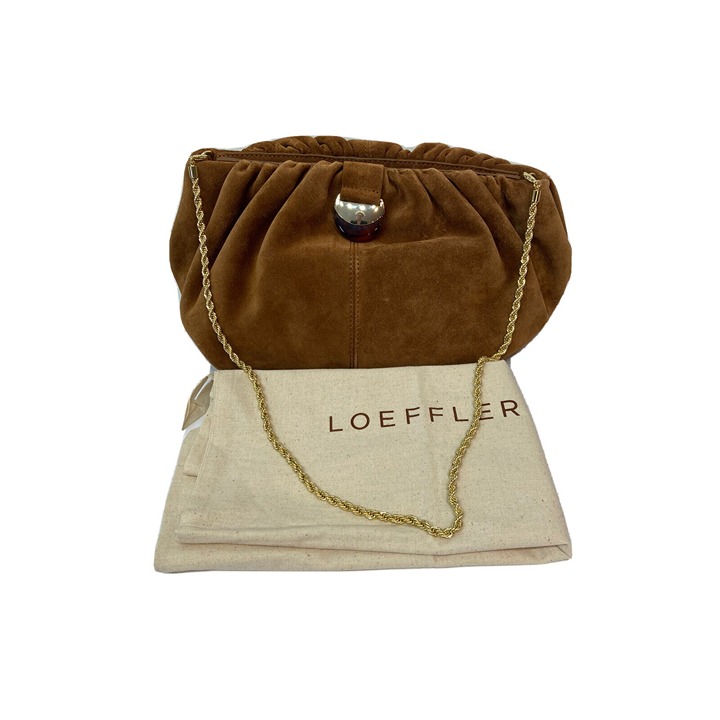 Loeffler Randall Clutch Analeigh Cacao Suede Oversized with Chain Strap 295