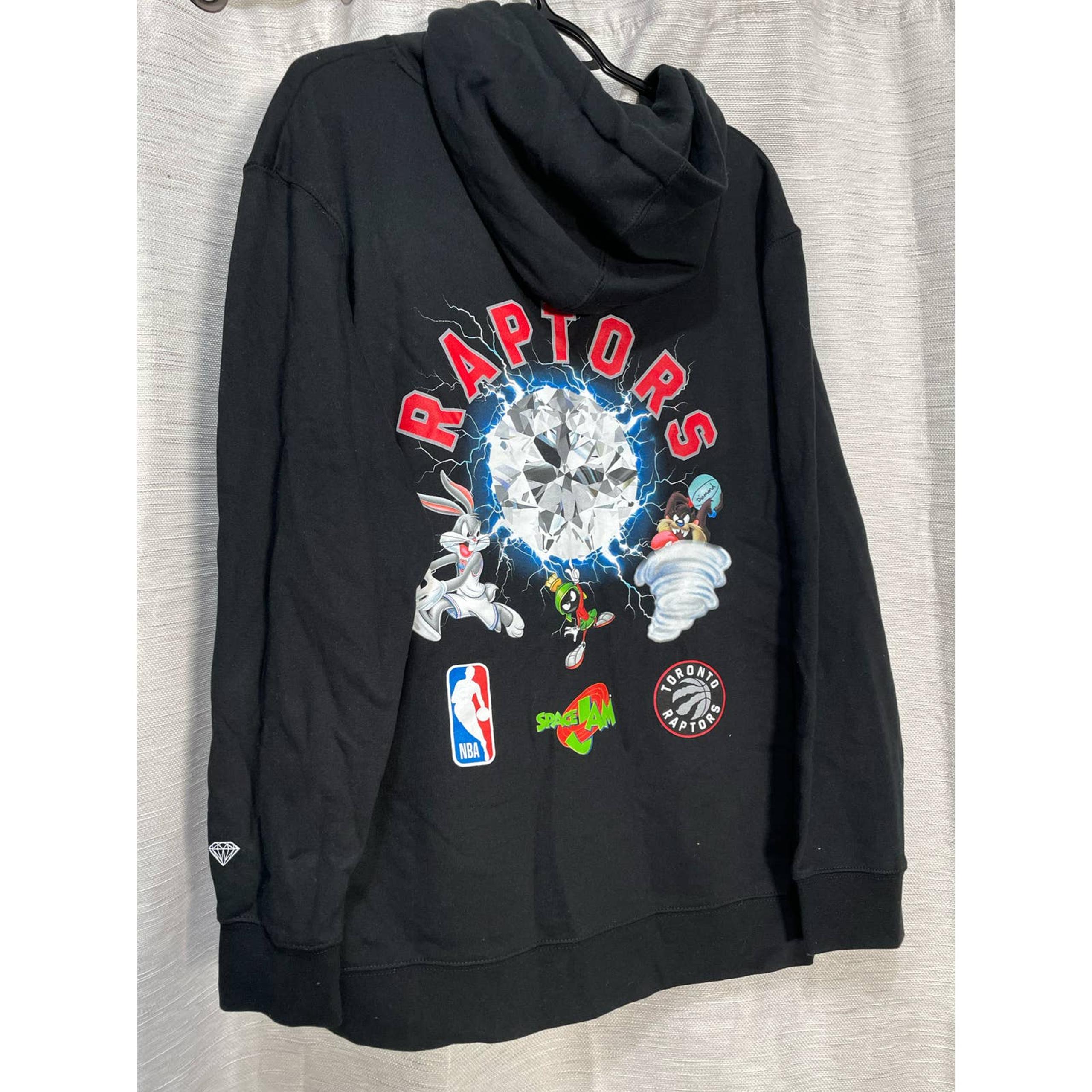 Rare NBA Raptors Space Jam Diamond Supply Hooded Sweater hoodie black Size M