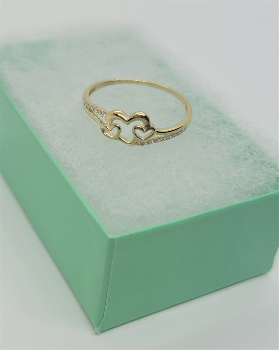 14K Three Hearts Ring with CZ
