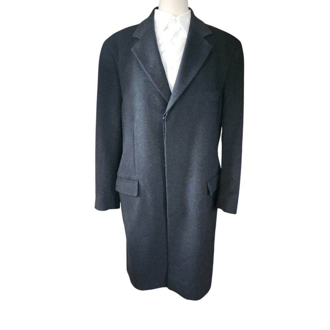 Brooks Brothers Men's Charcoal 100% Cashmere Old Money Pea Coat Topcoat Size 42R