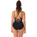 SKINNY DIPPERS Suga Babe Lace Up Front One Piece Swimsuit Black Medium NWT