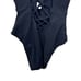 SKINNY DIPPERS Suga Babe Lace Up Front One Piece Swimsuit Black Medium NWT