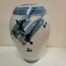 Cobalt Blue White Handmade art pottery vase signed flowers Approximately 9 x 5