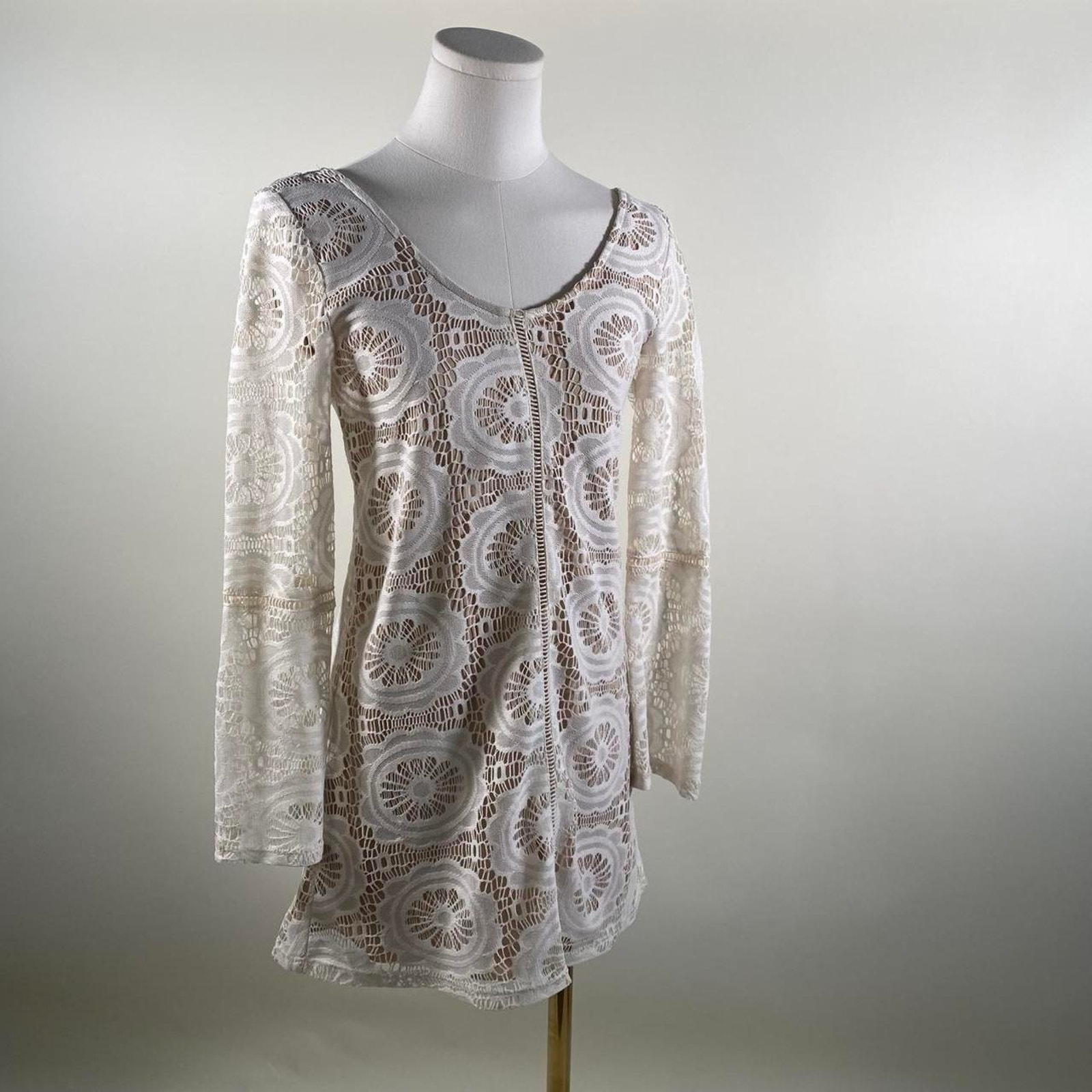boho white lace mini dress