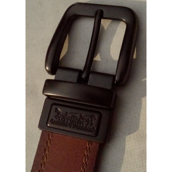 Levi's Mens Reversible Belt Contrast Stitch Brown Black Buckle Horse Logo 1.4 W