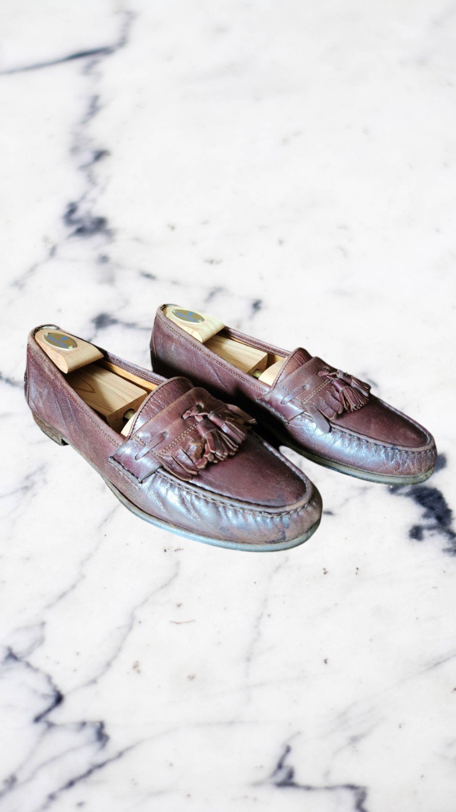 Vintage Mens Salvatore Ferragamo Brown Calf Leather Kiltie Tassel Loafers US 11B