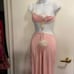 Women's pajamas pink with feathers