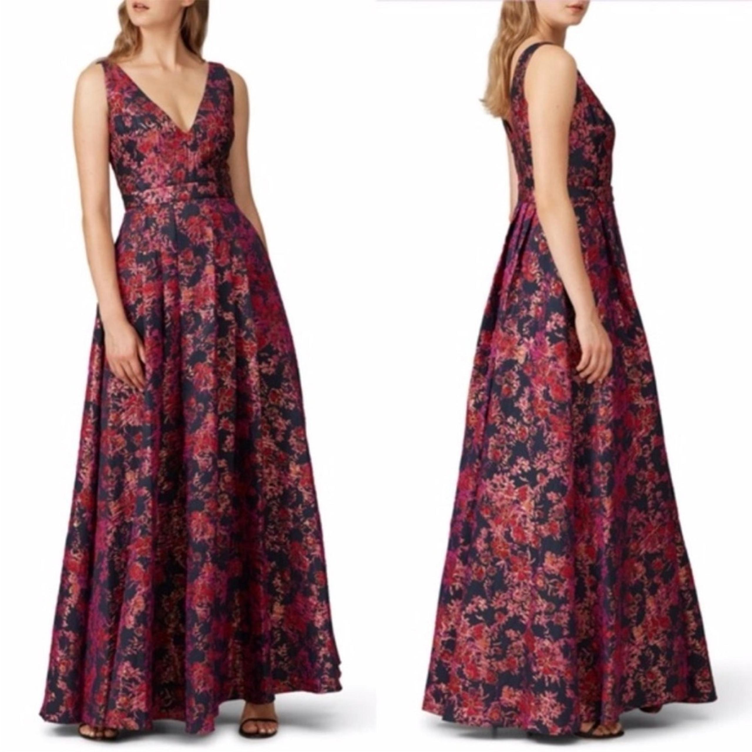 Badgley Mischka Floral Jacquard Gown dress pink multicolor - 20