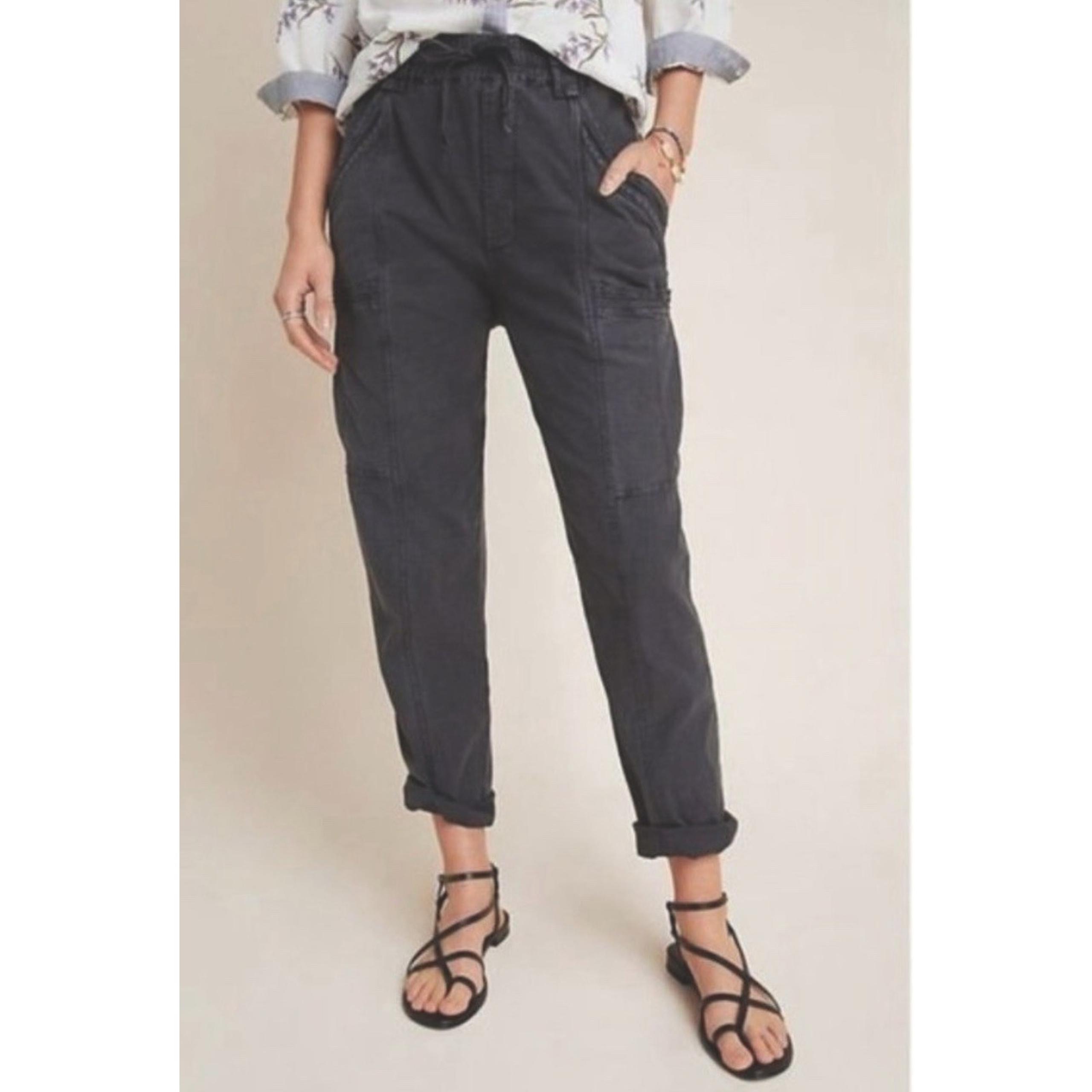 Anthropologie Angela Crop Cargo Pants Womens Gray Casual Loose Size 28
