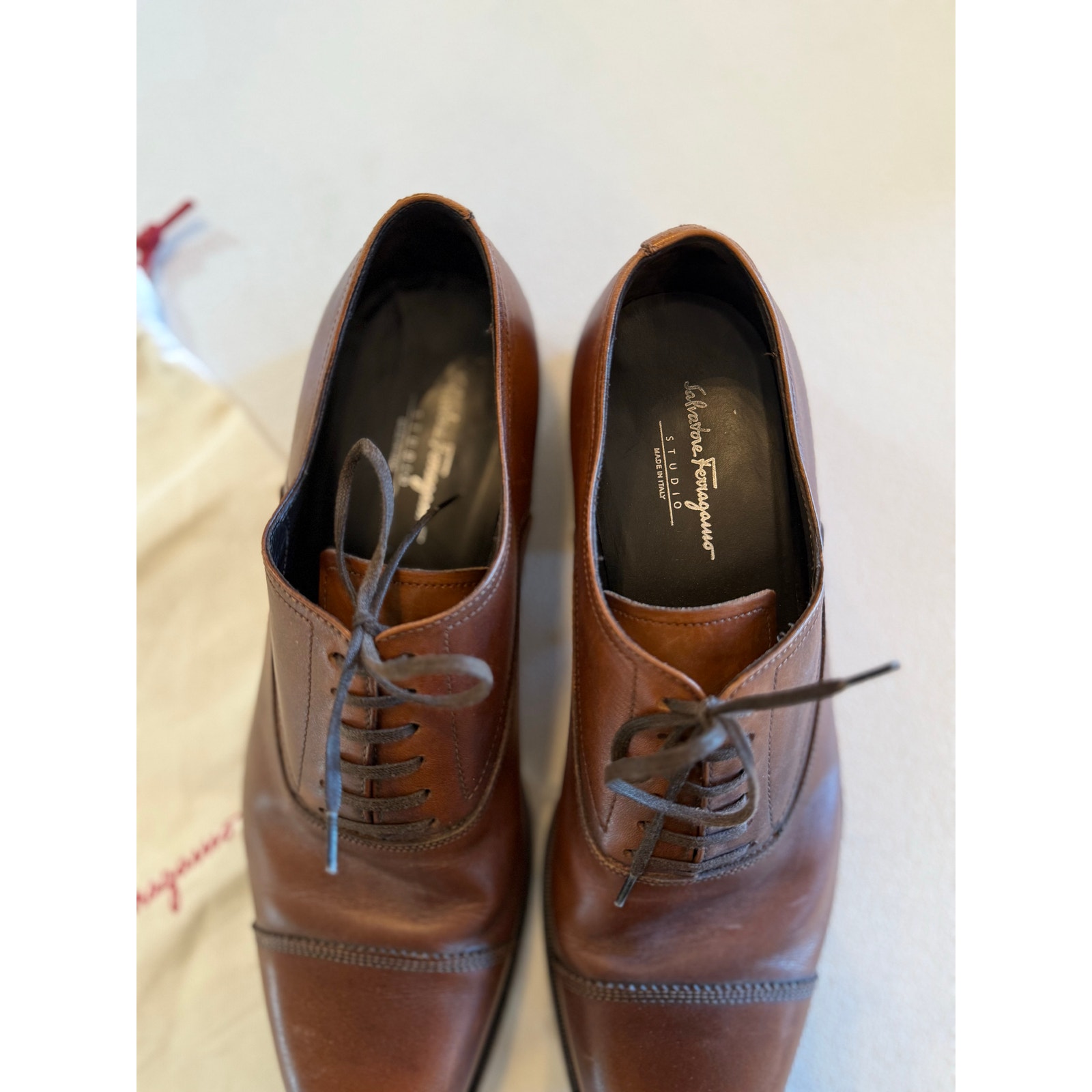 Salvatore Ferragamo Studio Mens Brown Leather Made in Italy Oxford Sz 8.5D Shoes