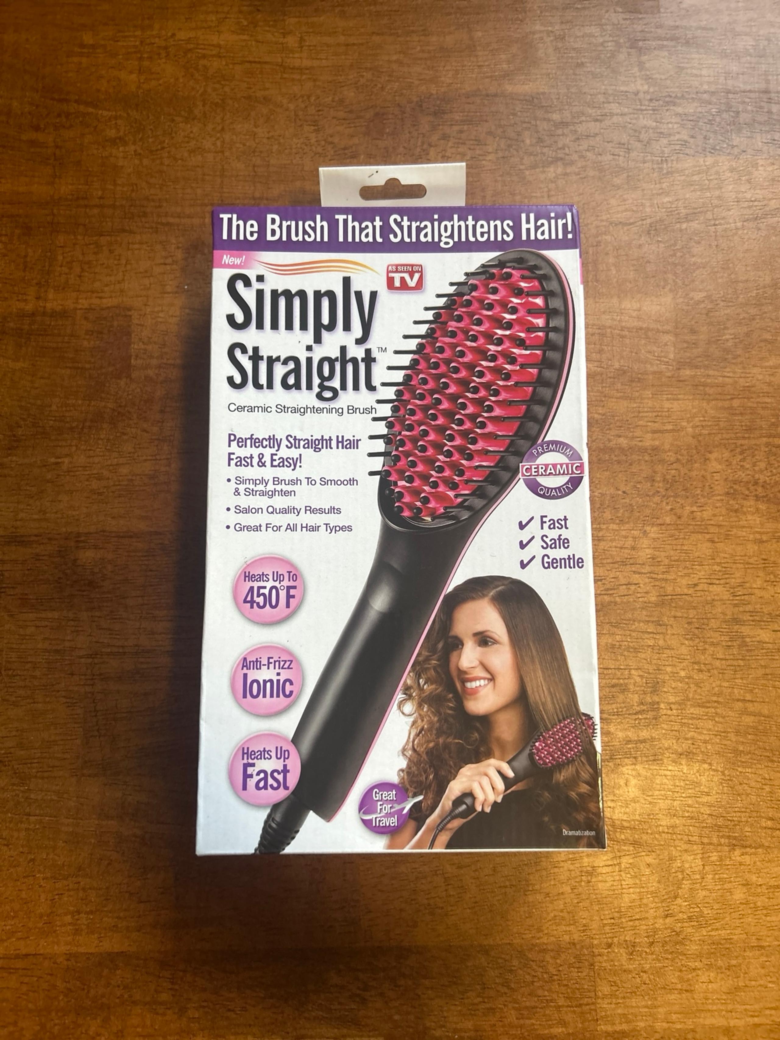 Simply Straight Ceramic Hair Straightening Brush Black & Pink As Seen on TV New