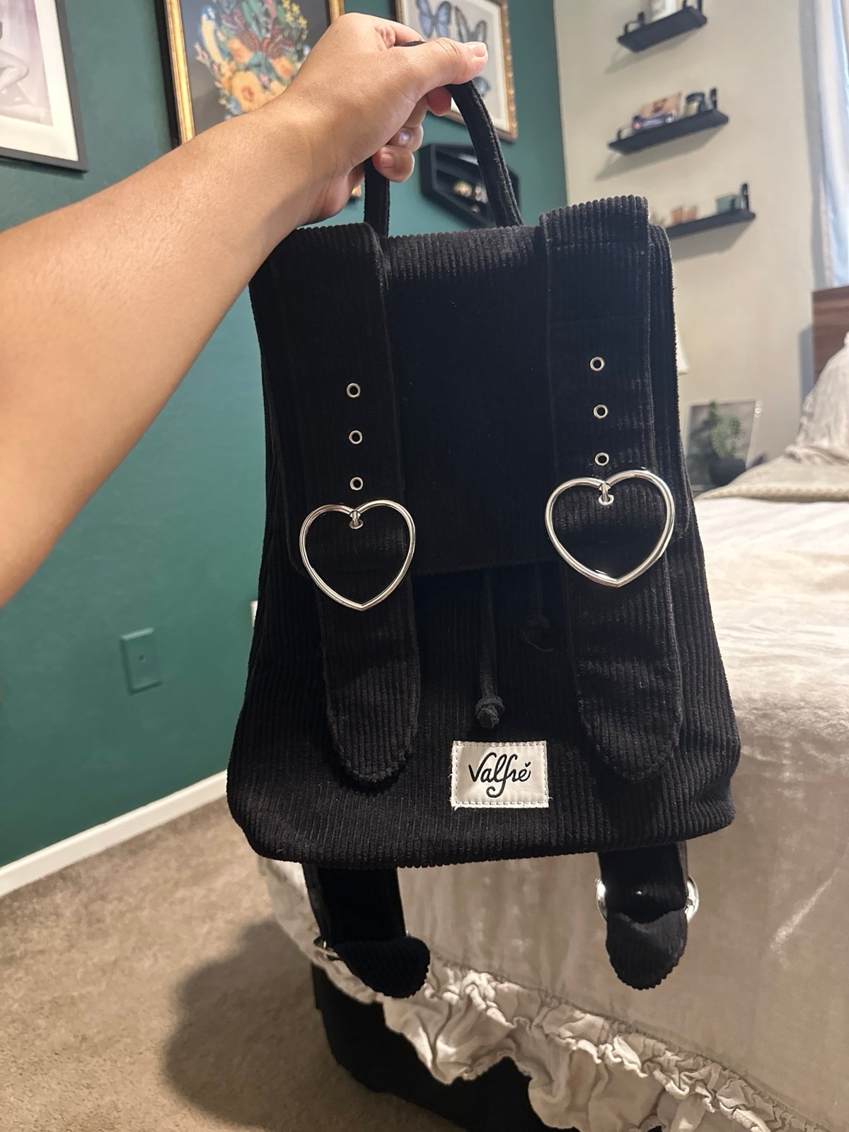 Valfre Black Corduroy Backpack