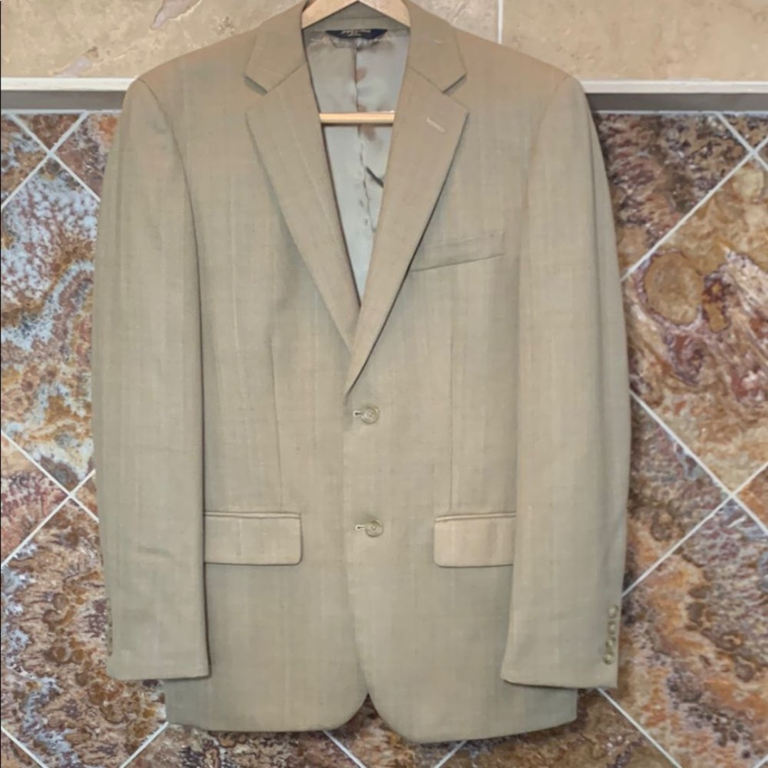 Men's Joseph & Feiss Gold Luxury 100% Wool Two Button Tan Blazer Size 38R
