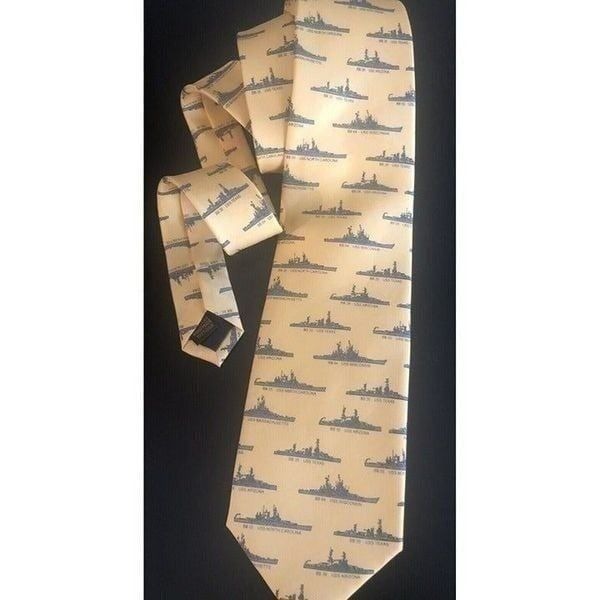ALYNN 100% Silk U.S. Battleships Yellow Neckwear Tie