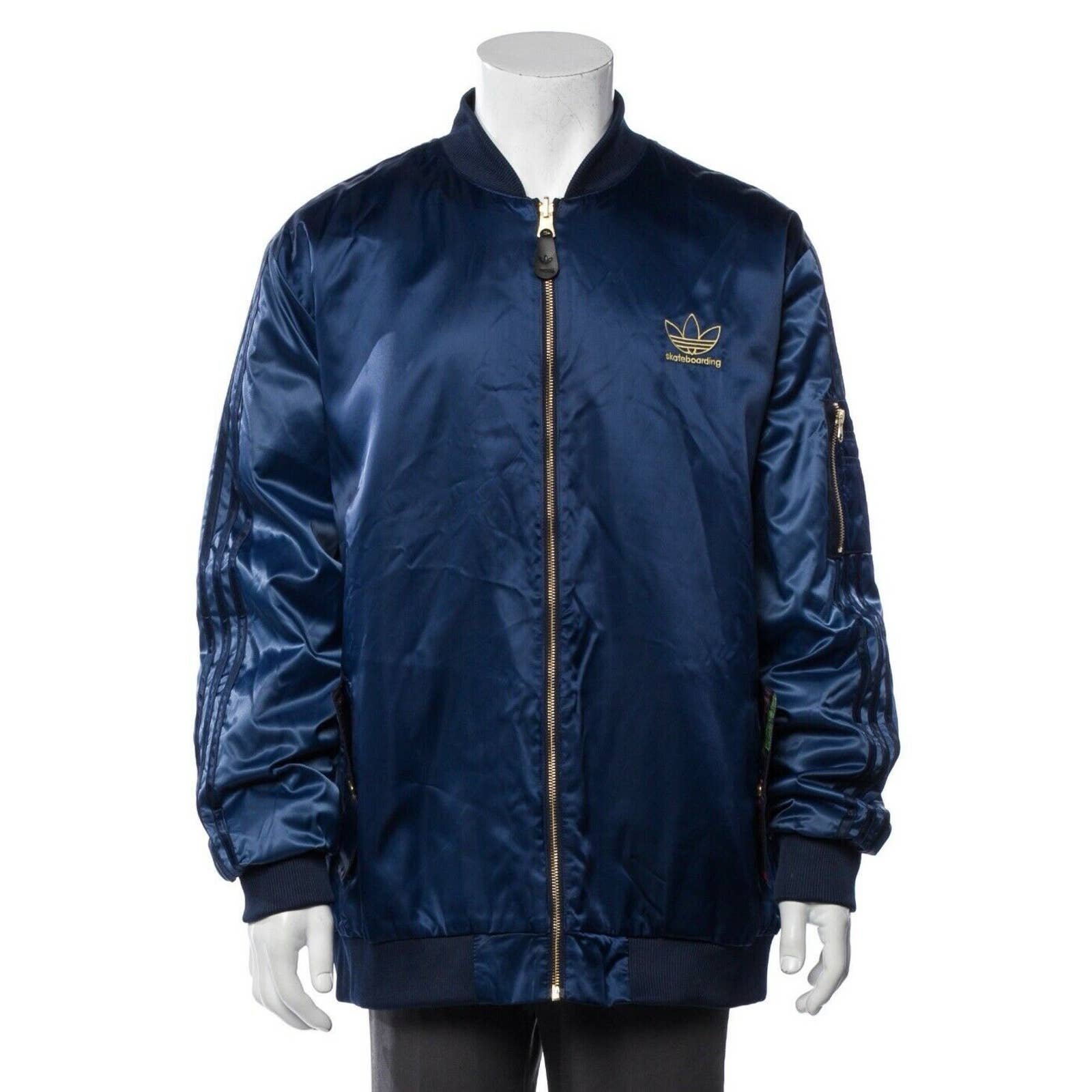adidas Originals Satin X Ari Marcopoulos Reversible Bomber Jacket Size XL
