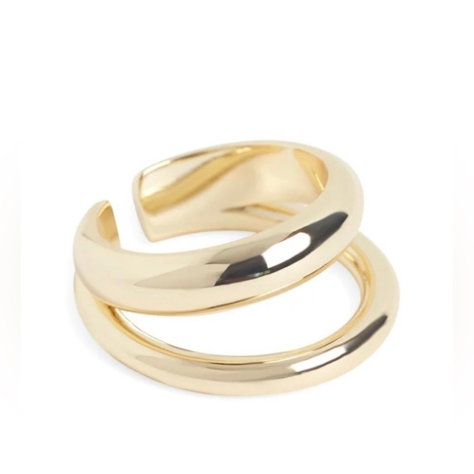 Loren Stewart with Curateur Open Double Band 14k Yellow Gold Plated Ring—Size 7