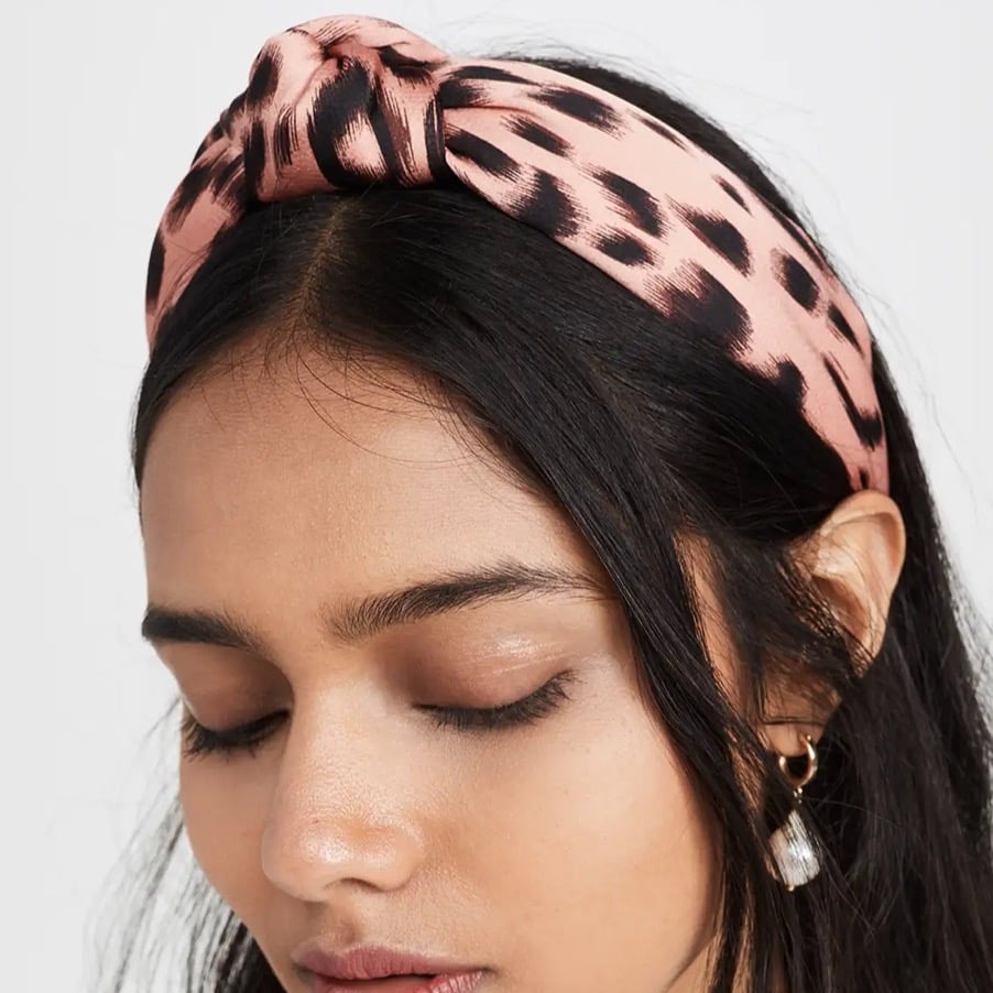 LELE SADOUGHI Pink Leopard Silk Knotted Headband