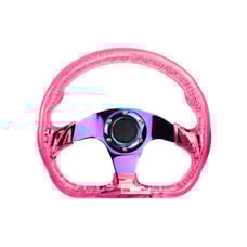 NEW JDM Universal 6-Hole 326mm Vip Pink Crystal Bubble Neo Spoke Steering Wheel