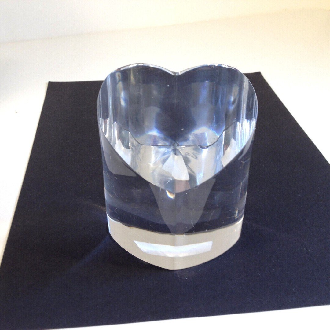 The Toscany Collection Clear Leaded Crystal Heart Paperweight About 3.5 Tall