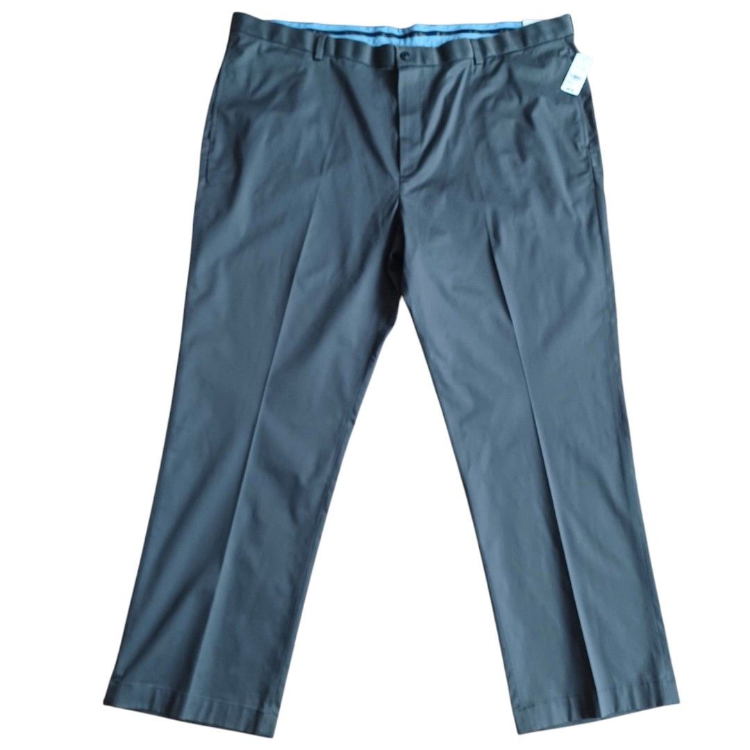 NWT Brooks Brothers Mens Pants 50x32 Stretch Cotton Dress Slacks Gray Flat Front