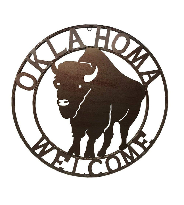 Oklahoma Buffalo Welcome Metal Circle