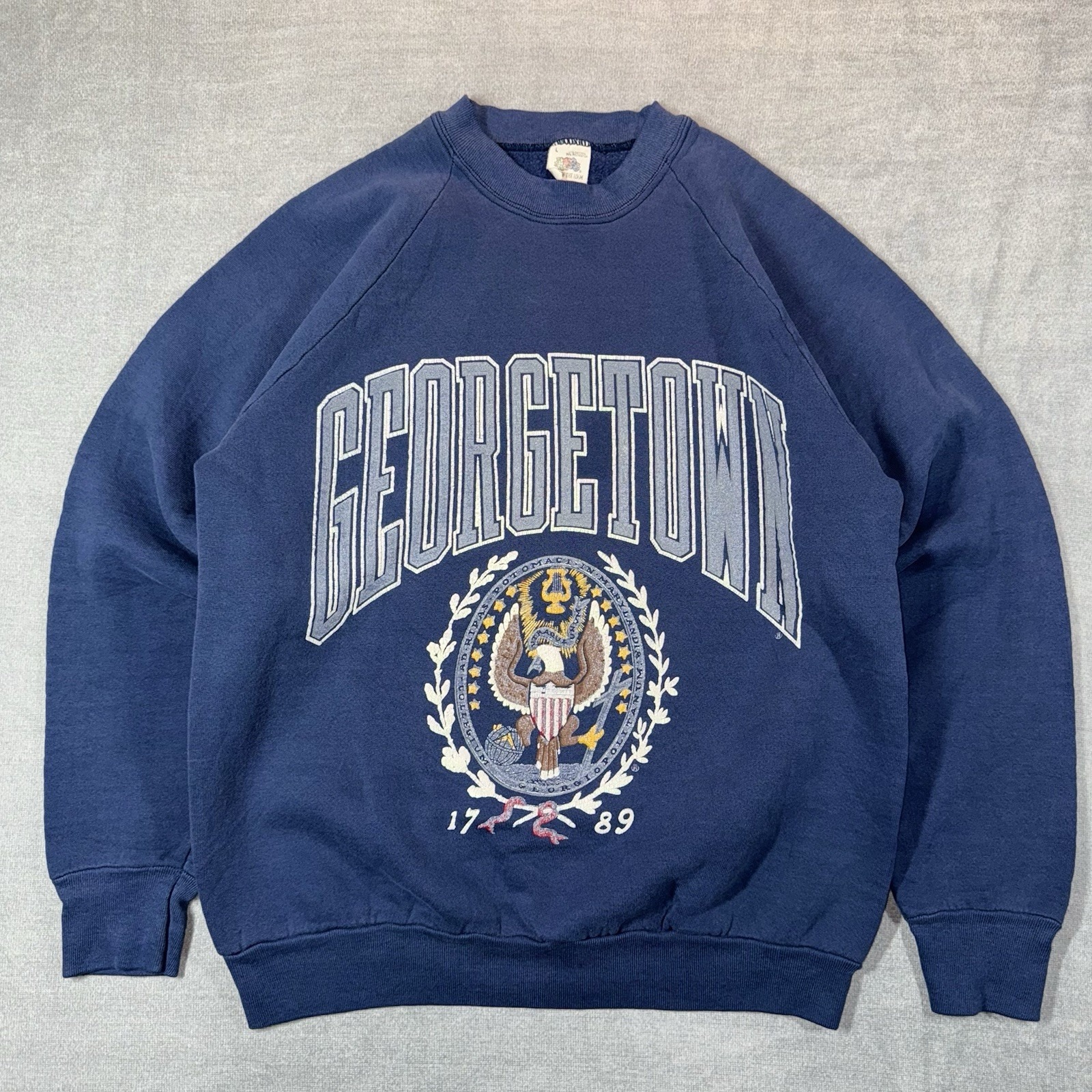 Vintage Georgetown Hoyas Seal Crest Crewneck Sweatshirt Men's Large Blue FOTL