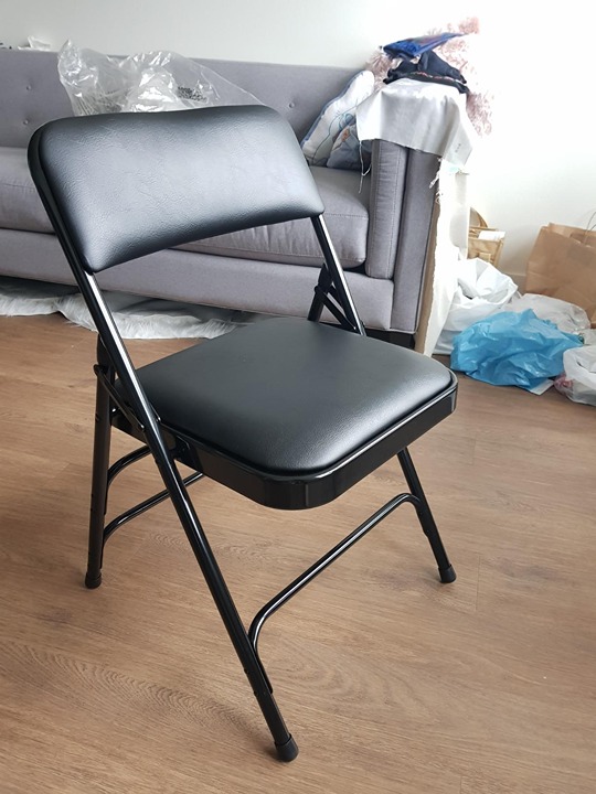 Set of 2 Black Metal Folding Chairs