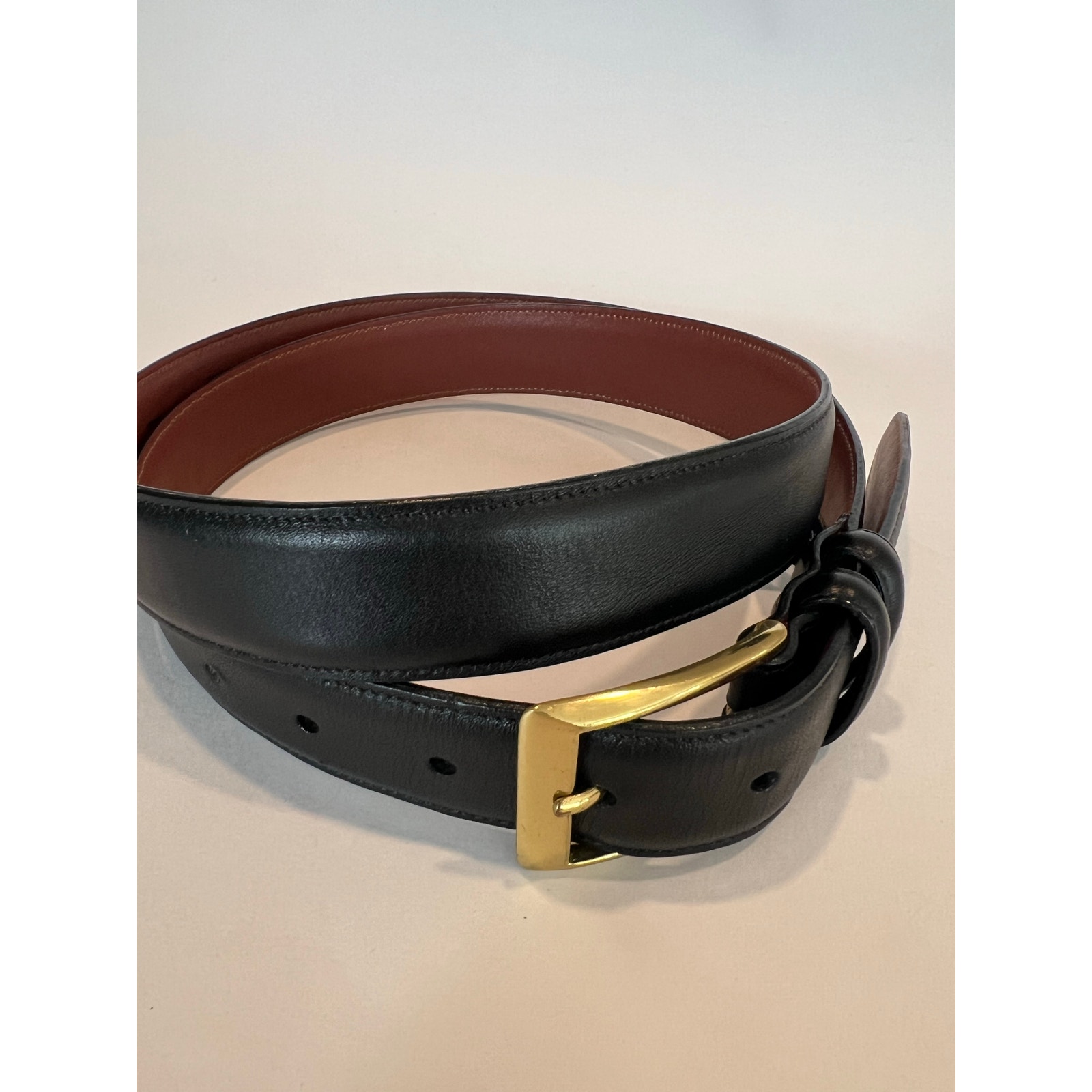 Crookhorn Black Vista Calf Leather Belt Sold Brass Buckle Made in USA Size 40 JJ