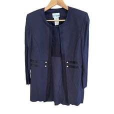 Petite Perceptions Women's 2-Piece Navy Sleeveless Top & Jacket Set Size 8