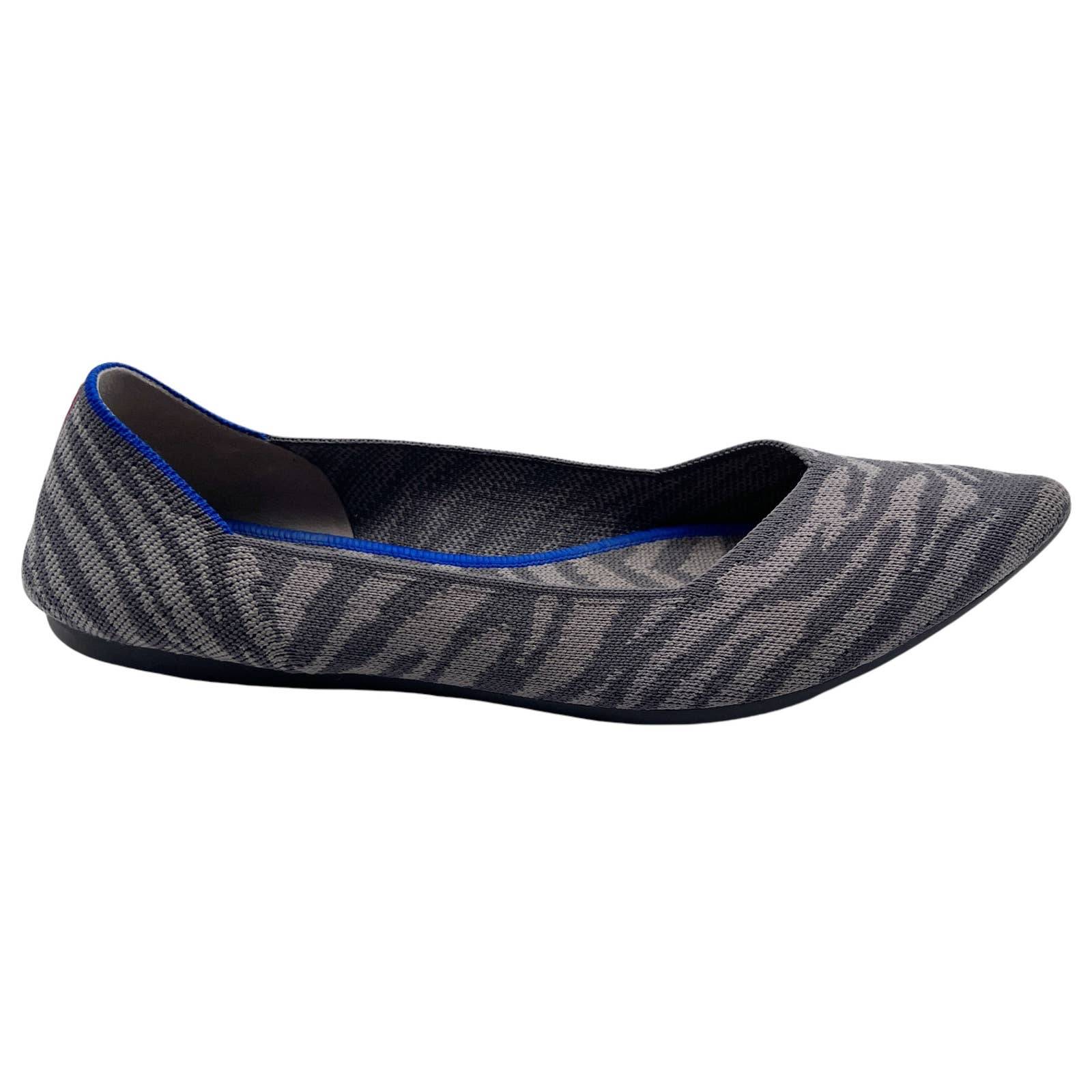 ROTHY'S Gray Zebra The Point Flats Women's 9