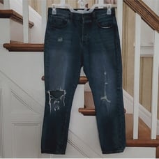 SNEAK PEEK Straight Leg Distressed Blue Jeans Size 7/28