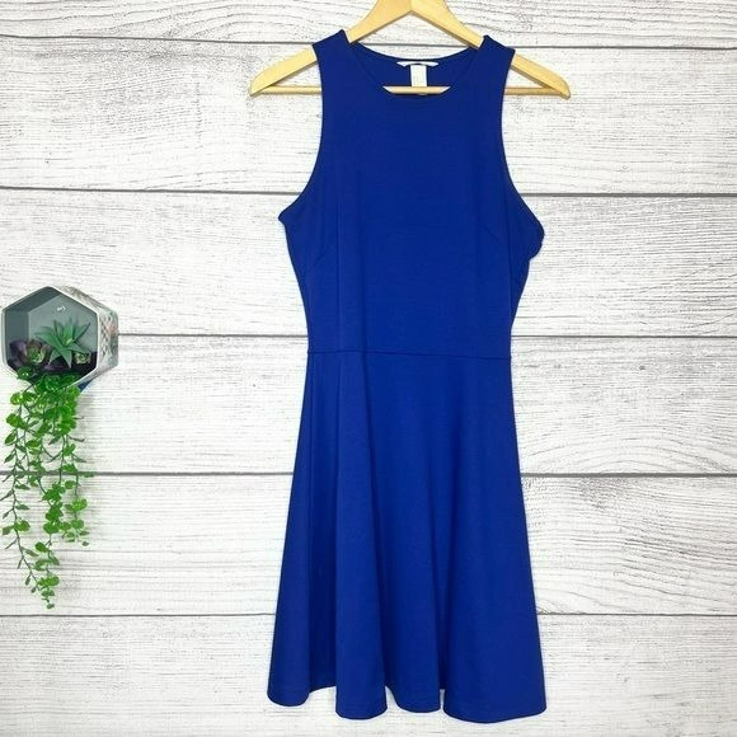 H&M Royal Blue Sleeveless Fit & Flare Dress Size Medium