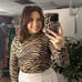 Bardot Zebra Print Mock Neck Long Sleeve Mesh Top Tan Black Size Small
