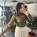 Bardot Zebra Print Mock Neck Long Sleeve Mesh Top Tan Black Size Small
