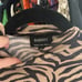 Bardot Zebra Print Mock Neck Long Sleeve Mesh Top Tan Black Size Small