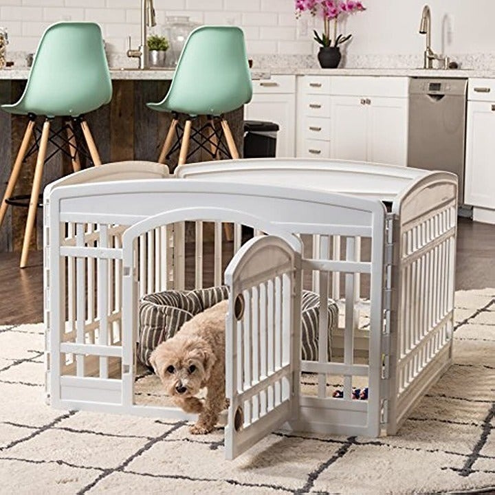 Remington 4-Panel Plastic Dog Playpen with Door, Hunter Green Dog Gate Pets