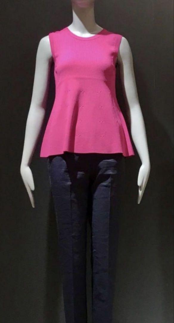 通販 Theory RIB MIX PEPLUM CREPE KNIT (Pink) トップス