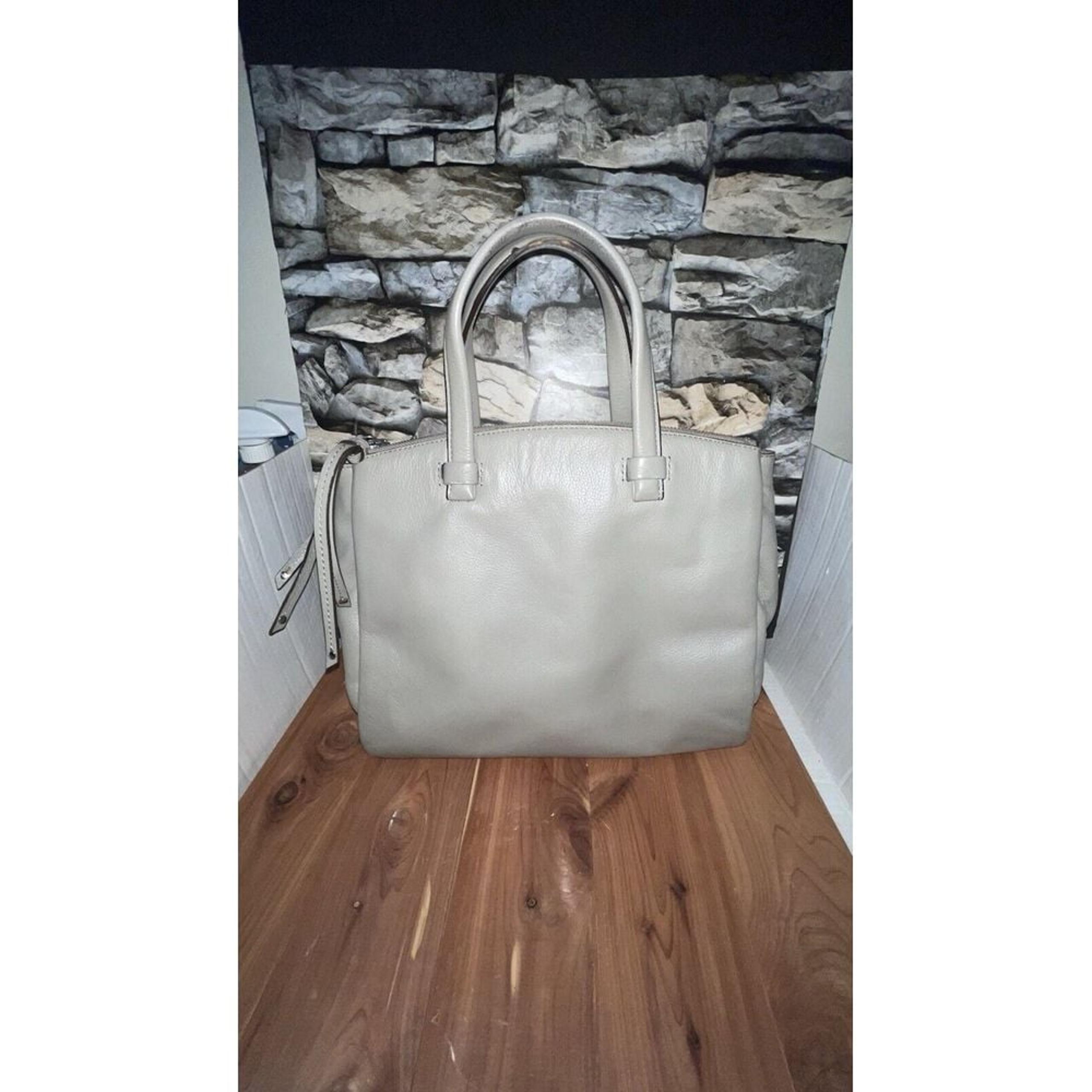 BANANA REPUBLIC Women's Pebble Leather Satchel Bag Taupe/Grey