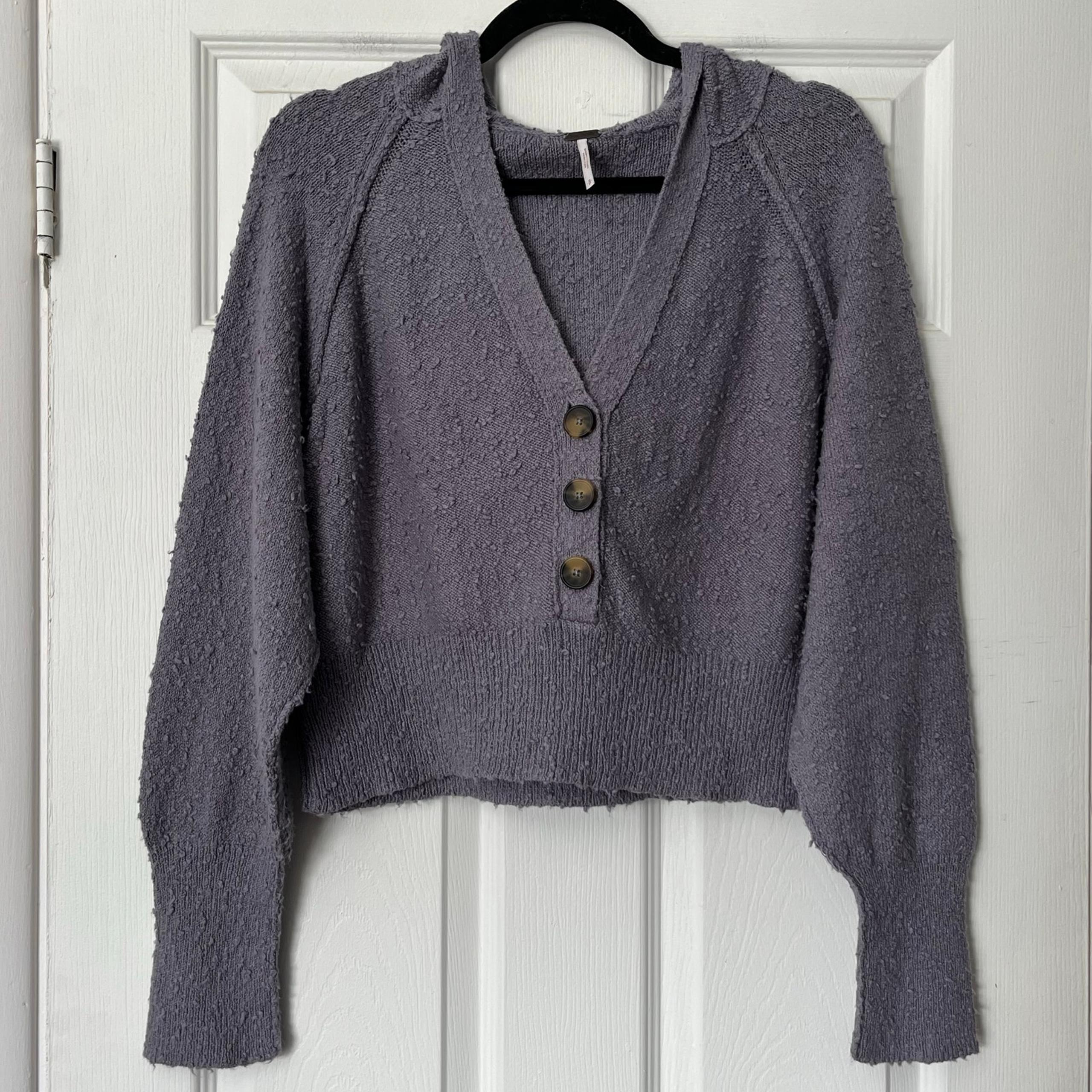 Free People Textured Henley Knit Hoodie Sweater - Size S