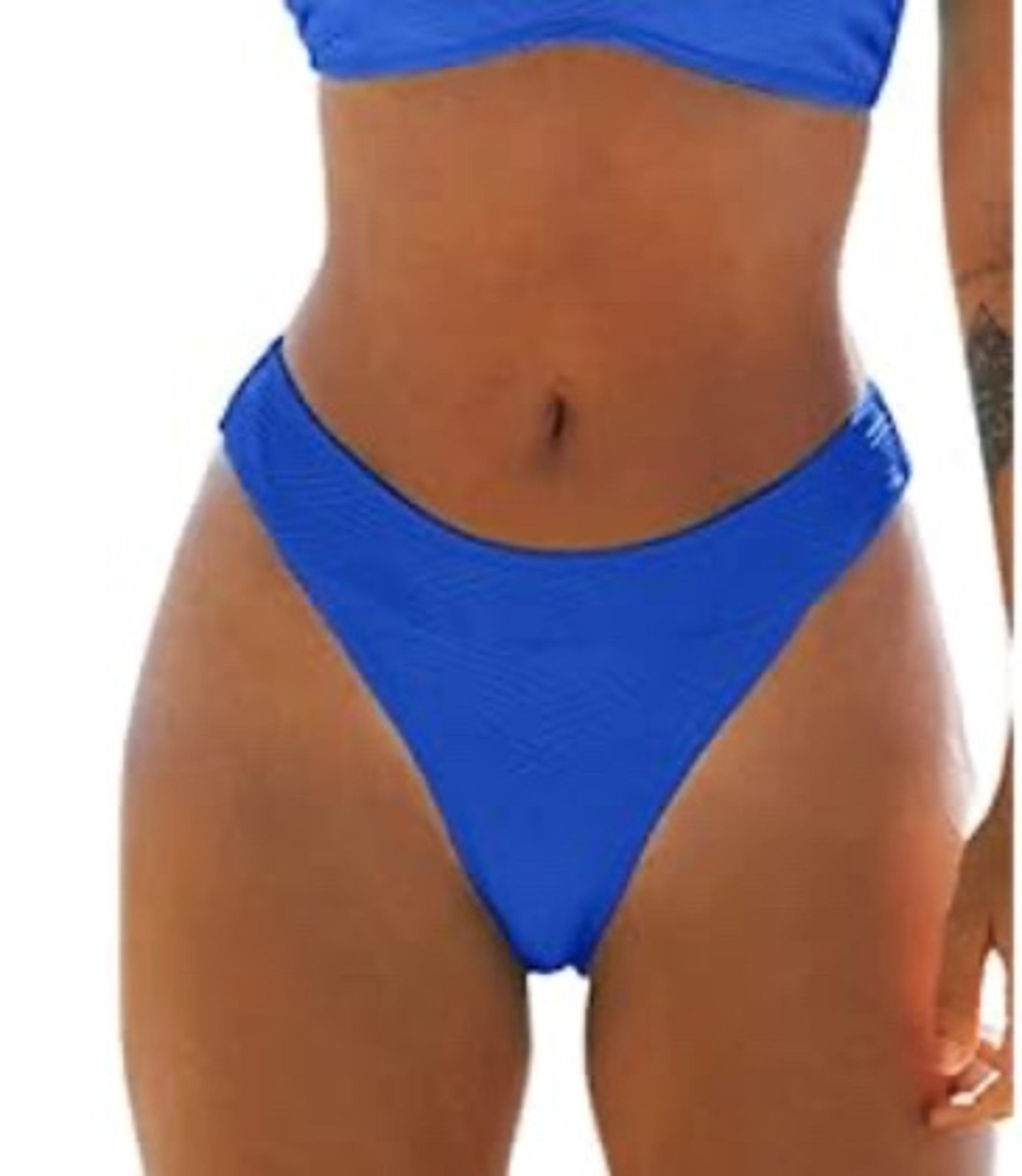 CUPSHE Women's Bikini Bottom High Cut Mid Waist Cheeky Bathing Suit - L