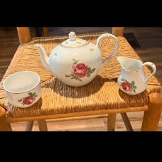 Bavaria Germany Rose Tea Pot,Creamer and Cup