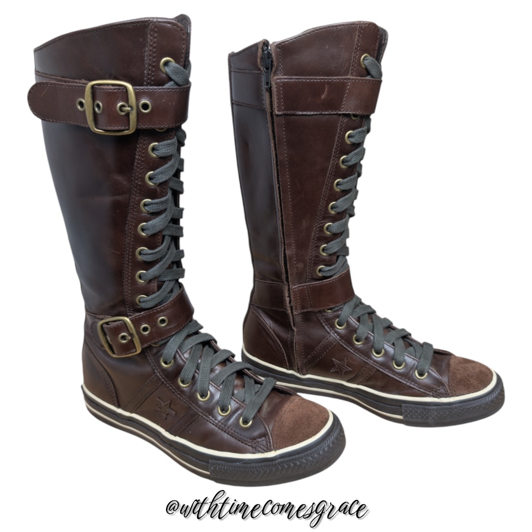 Converse RARE 2007 Star 70 XXHI Brown Parchment Leather Knee High Sneaker Boot 9