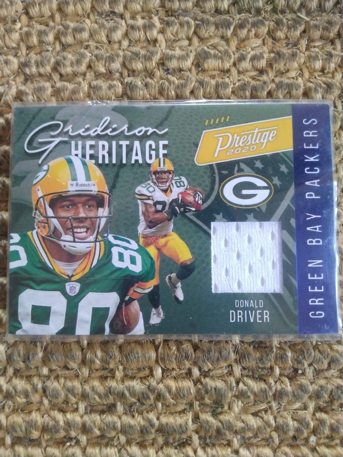 2020 Panini NFL Prestige Donald Driver GRIDIRON HERITAGE GAME WORN RELIC BLUE