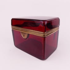 Glass Sugar Bowl/Box Dose Lock Ruby Red