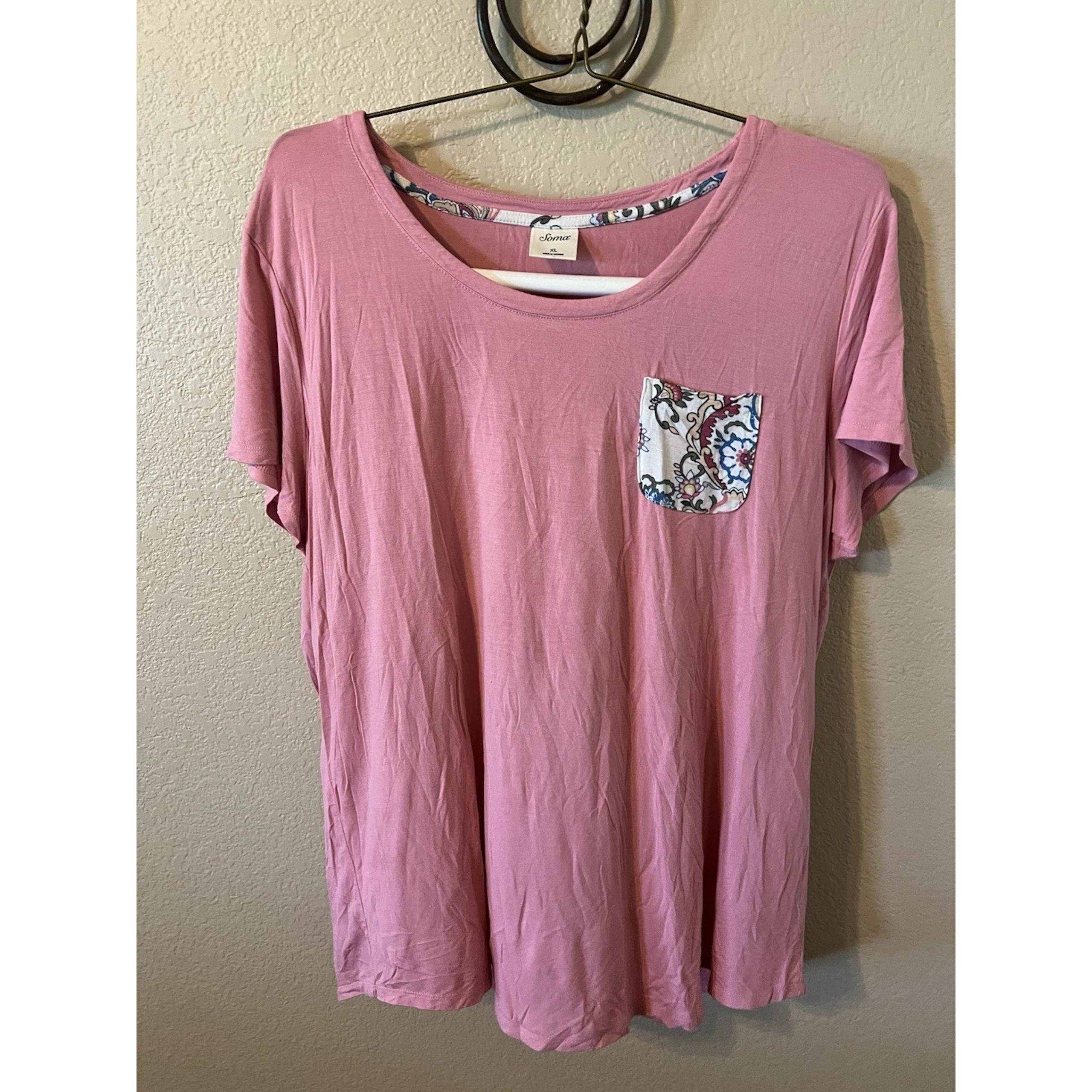 Soma Pajama Top Short Sleeve Light Pink Women's Sz XL