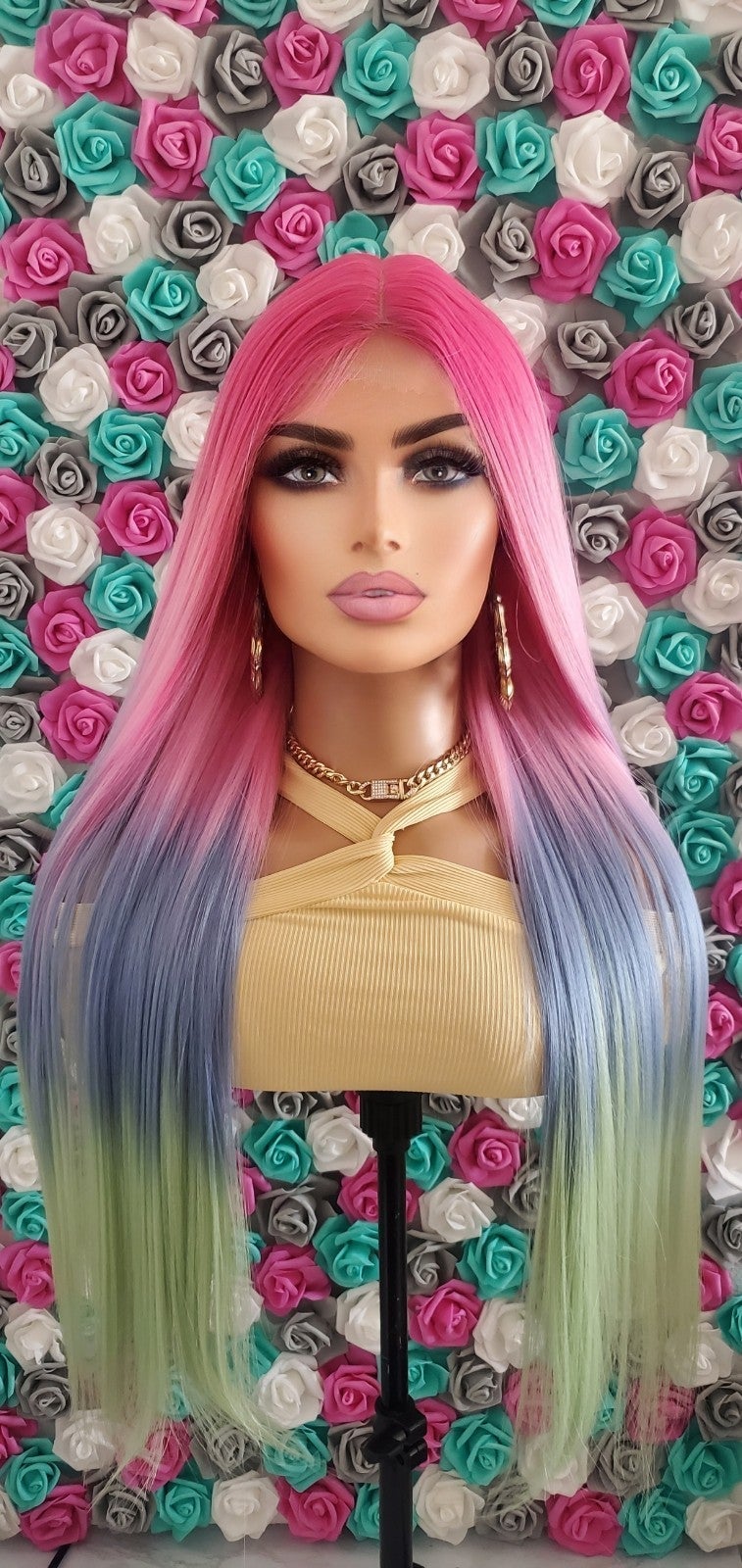 Human hair blend lace front wig