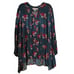 FP FREE PEOPLE Blue Turquoise Long Sleeve High Low Floral Mini Dress Tunic XS