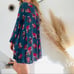 FP FREE PEOPLE Blue Turquoise Long Sleeve High Low Floral Mini Dress Tunic XS